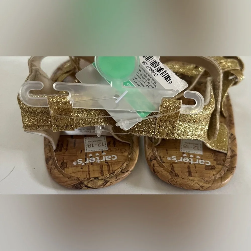 Nwt baby toddler carters gold braided sandals 12-18 months